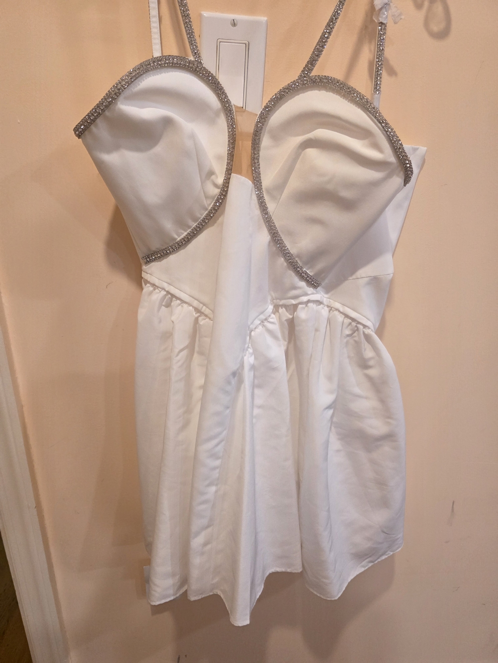 Self-Portrait White Girls' Party Dress with Silver Trim